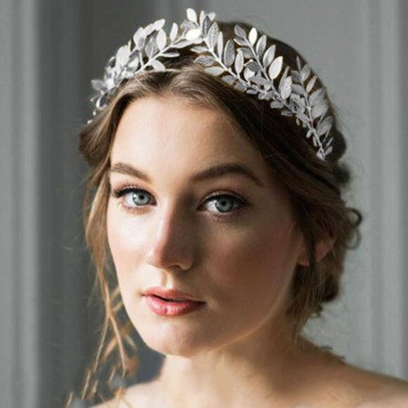 Women's Silver Greek Goddess Headband Accessories Gold Leaf Crown Elegant - Picture 5 of 6